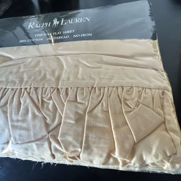 *Rare NEW RALPH Lauren *Full YELLOW Ruffle FLAT SHEET Vintage - Picture 3 of 8